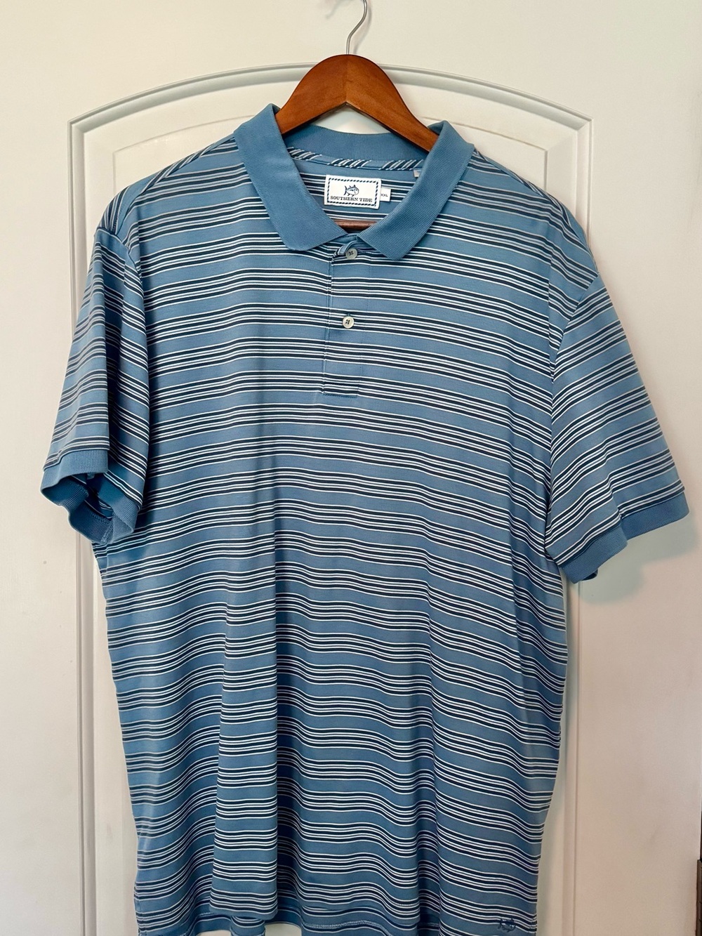 Southern Tide Light Blue Striped Polo XXL